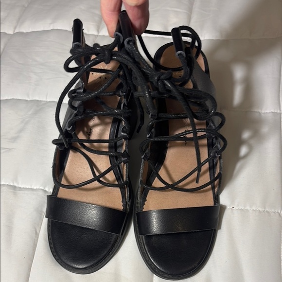 Free People Farylrobin Black Vegan Nights Lace Up Black Strappy Heels - Picture 5 of 10